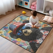 WOBOGO Black Teddy Bear Baby Playmats Extra Large Waterproof Rollable Activity Pads for Toddlers 50×50inch