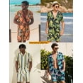 thumbnail image 2 of COOFANDY Men's Hawaiian Vintage Shirt Short Sleeve Casual Button Down Shirt Summer Beach 2 Piece Short Set Travel Outfit, 2 of 5