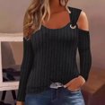 thumbnail image 2 of ZyeKqe Cold Shoulder Tops for Women Long Sleeve Shirts Scoop Neck Going out Tops Casual Loose Tunic Tops, 2 of 6