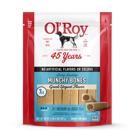 Ol' Roy Munchy Bone Dog Treats, Greek Yogurt, 20 oz, 7 Count