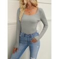 thumbnail image 3 of Womens Long Sleeve Scoop Neck Shirts Knit Tops Slim Fitted Tees Basic Casual Fall Outfits, 3 of 6