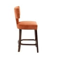 thumbnail image 4 of Set of 4 Mid Century Modern Counter Height Bar Stools, Farmhouse Linen Fabric Upholstered Accent Chair Curved Backrest with Copper Nails around,Kitchen Chairs with Hardwood Frame (Orange), 4 of 13