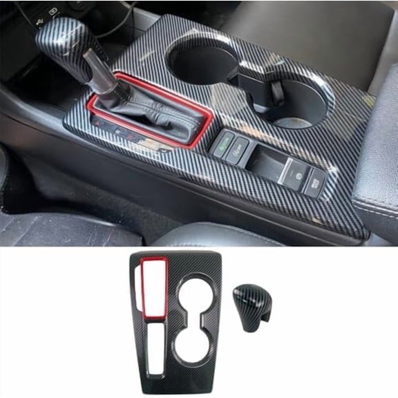 for Honda 11th Gen Civic 2022 2023 2024 2025 2026 Carbon Fiber Color Car Center Console Gear Shift Box Panel Cover Gear Shift Knob Cover Auto Interior Trim Accessories$$Vehicle Parts & Accessories