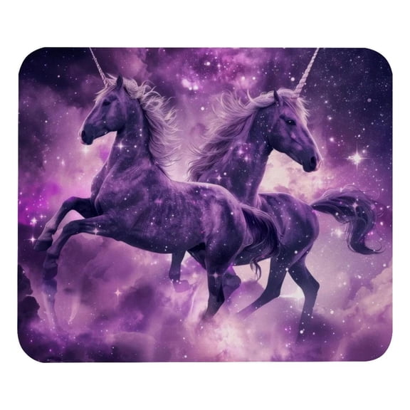 PhooArto Comfortable Mouse Pad Unicorns in Purple Galaxy Desktop Mousepad , 21 x 25 cm Mouse Mat, Non-Slip Rubber Base, Improves Speed and Precision