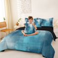 thumbnail image 4 of Homewish Blue Watercolor 7pcs Queen Bedding,Grunge Geometric Artwork Bedding Comforter Set Queen,Black Reversible, 4 of 8