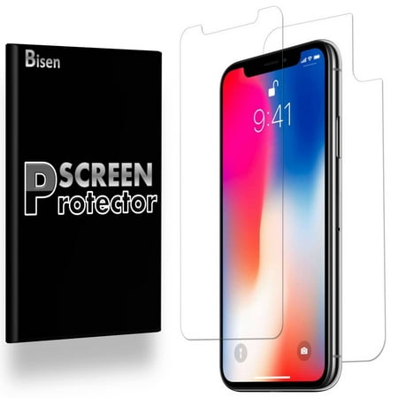 iPhone X / iPhone 10 [2-PACK BISEN] Ultra Clear FULL BODY [Front + Rear] Screen Protector, Anti-Scratch, Anti-Shock