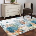 thumbnail image 3 of Kitchen Mats for Floor 3x5 Ft, Teal Blue Coastal Non Slip Area Rugs for Kitchen Bedroom Entryway, Summer Beach Starfish Shell Coral Nautical Washable Carpet Runner Rug Floor Mats for Bedroom, 3 of 8