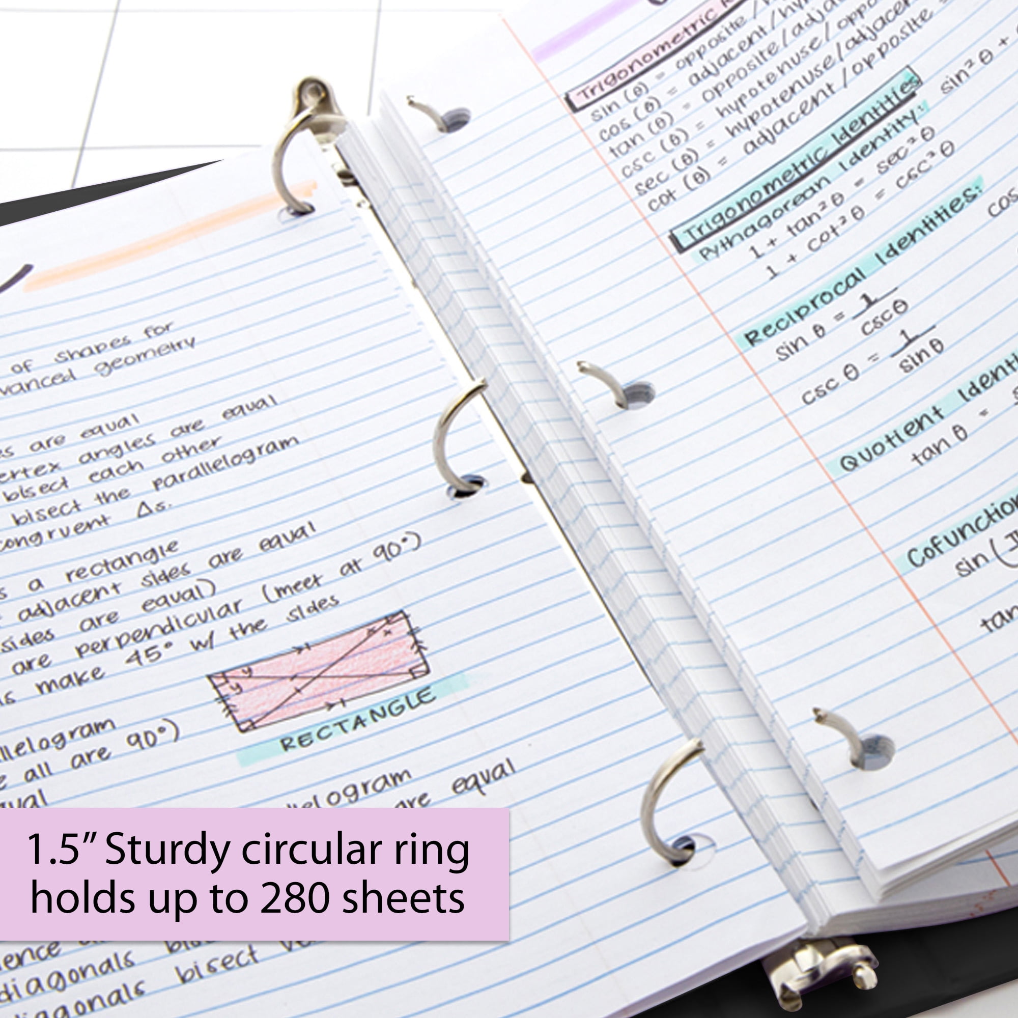 BAZIC 3 Ring Binder 1.5" Economy View Binders Black, Hold 280 Sheets, 2-Count