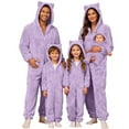 thumbnail image 3 of FUZHIQ Christmas Reindeer Family Pajamas Matching Sets Flannel Deer Jumpsuits with Hood Pajama Role Play Wear One Piece Sleepwear, 3 of 6