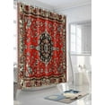thumbnail image 5 of Red Bohemian Waterproof Fabric Shower Curtain, Boho Flower Abstract Modern Retro Art Shower Curtain for Bathroom Curtains Bathtubs Hotel Washable Shower Curtains with 12 Hooks Stall 54x78in, 5 of 6