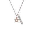 thumbnail image 2 of Delight Jewelry Rose Goldtone Clear Crystal Lucky Star Silvertone Mother Daughter Bar Charm Necklace, 23", 2 of 4