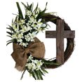 thumbnail image 2 of LAMDAWE 19.7inch Easter CrossWreath with BurlapBow andLilies,ArtificialSpring Wreath for Front Door Decor,Spring Holiday Hanging Decorations for Farmhouse Home Patio Porch Wall ChristianGift, 2 of 5