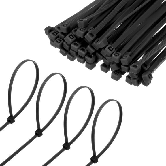 Uxcell 100-Pack Nylon Zip Ties 8 Inch 40 Lbs Self-Locking Cable Zip Ties for Indoor Outdoor Home Office Black