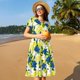 thumbnail image 4 of Easygdp Lilies Flowers para Vestido Transpirable de Mujer, Vestido Suelto de Manga Corta con Pliegues y Bolsillos para el Verano, 4 of 6