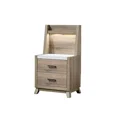 thumbnail image 4 of Rustic Light Brown Finish Queen Panel Bed Chest Nightstand Marble Look 3pc Furniture Set, 4 of 8