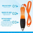 thumbnail image 4 of 2 Pcs Uxcell Big Fat Pens, Orange Heavy Weighted Ballpoint Pen Retractable Wide Grip Thick Pen with Strap for Hand Tremors Elderly Handicap(6 Black Refills + 6 Blue Refills), 4 of 6