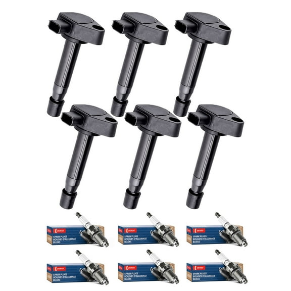 Set of 6 ISA Ignition Coils & 4 Denso Spark Plugs for 2001-2009 Honda Civic Pilot Ridgeline & Acura MDX Replacement for UF400