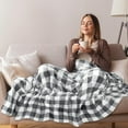 thumbnail image 4 of Flannel Fleece Throw Blanket for Sofa Couch Bed | Super Soft Velvet Plaid Pattern Checkered Decorative Throw | Warm Cozy Lightweight Microfiber | 60 x 80 Inches Plaid Grey/White, 4 of 6