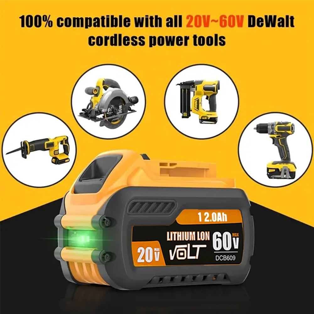 2Pack 12.0Ah for dewalt flexvolt 20v/60v max battery lithium-ion dcb609 dcb606-2