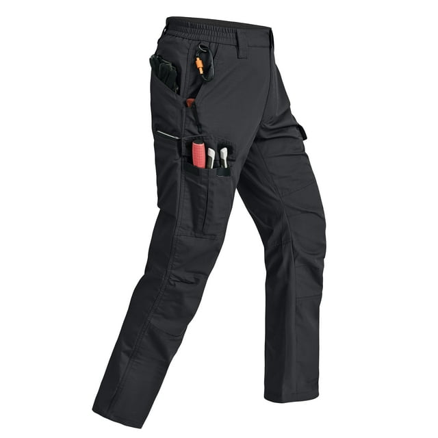 Pantalones Cargo Rapoo para Hombre Trabajo, Senderismo, Tácticos, Militares y Casuales con Múltiples Bolsillos, Resistente al Agua, Tela Ripstop, Transpirables, Color Negro 30Wx32L