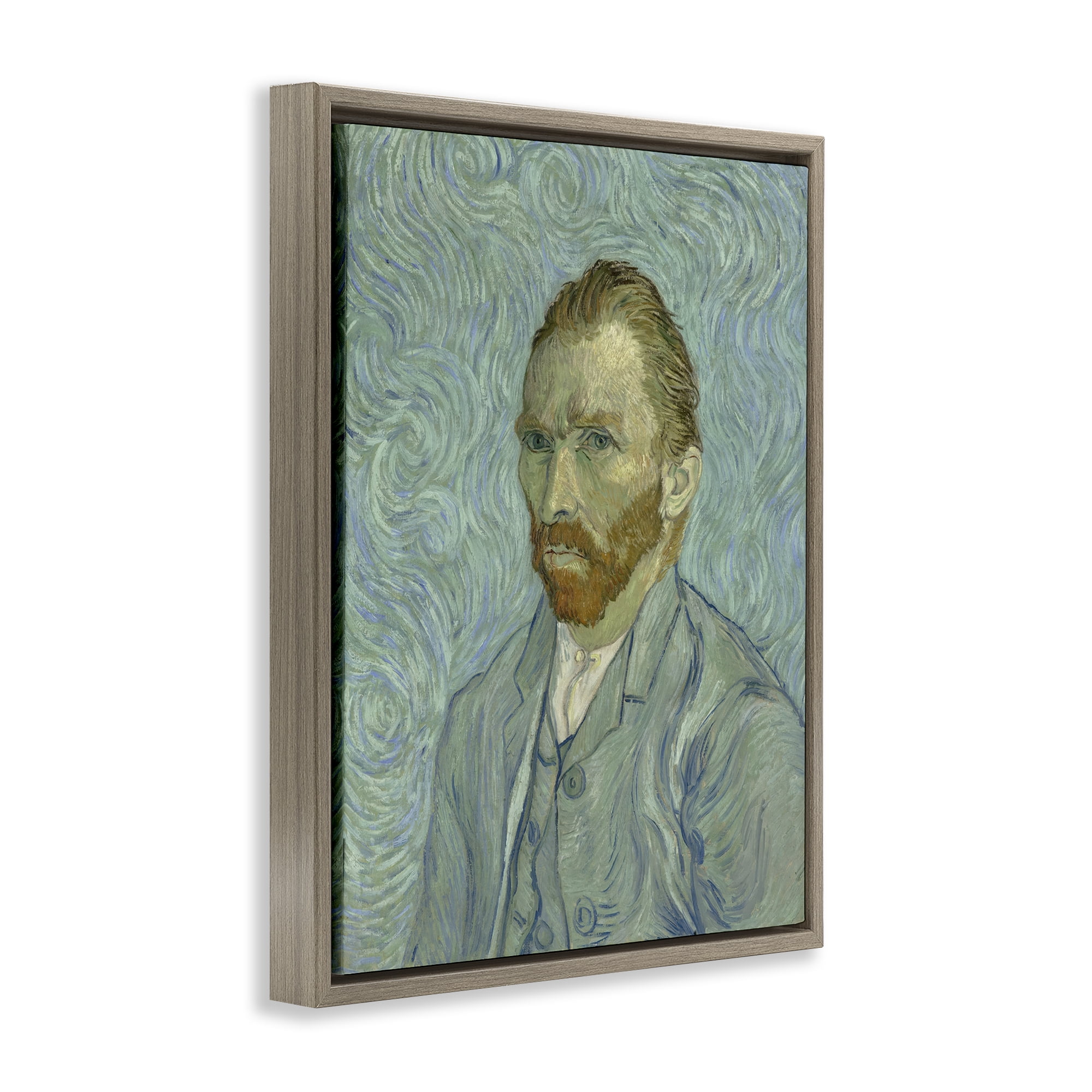 Stupell Industries Van Gogh Classic Self Portrait People Painting Brown Floater Framed Canvas Art Print Wall Art, 25 x 31