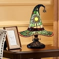 thumbnail image 3 of Witch Hat Lamp Stained Glass, 7" Halloween Table Lamp with Warm Glow, Gothic Witch Decor Night Light for Bedroom, Mantel, Bookshelf, Entryway, Halloween Party and Witchy Room Decor _ B, 3 of 6