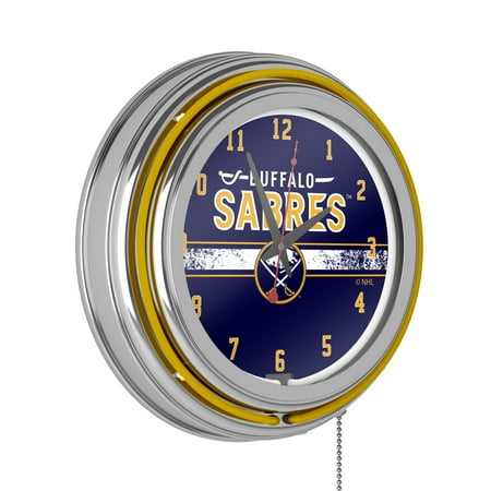 NHL Chrome Double Rung Neon Clock - Buffalo Sabres�