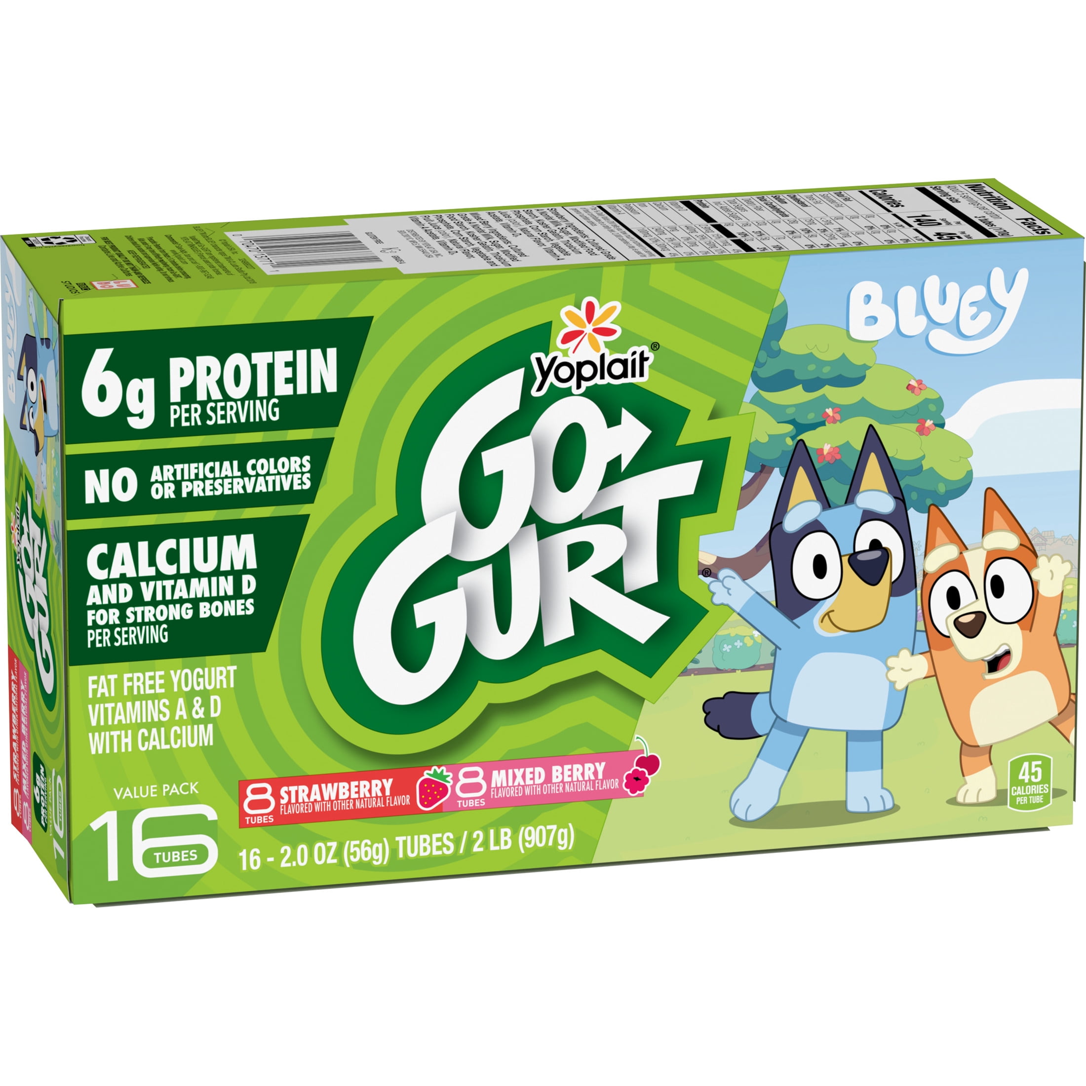 Go-GURT Bluey Halloween Yogurt Tubes, Strawberry and Mixed Berry Flavor, 16 Count, 32 oz