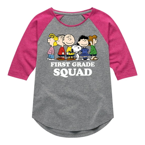 Peanuts - First Grade Squad - Toddler And Youth Girls Raglan Graphic T-Shirt