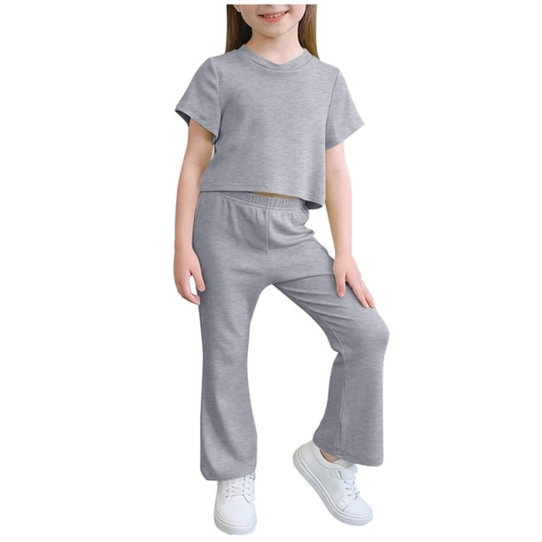 Niñas de Color Sólido Hielo Seda de Verano sin Mangas Y Pantalones de Moda Casual Suelto Traje de 2 Piezas