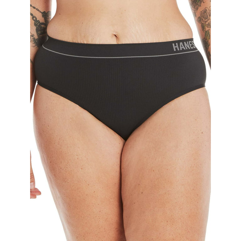 Hanes Originals Women's Underwear Seamless Rib Hi-Rise Cheeky Panties, 3- Pack