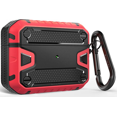 thumbnail image 1 of AirPods Pro Case, Full-Body Rugged Hard Shell Protective Case Cover with Keychain Designed for AirPods Pro, Black/Red [US Patent Registered], 1 of 5