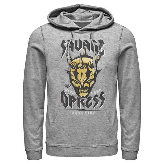 Men's Star Wars: The Clone Wars Savage Opress Dark Side Portrait Pull Over Hoodie Athletic Heather 2X Large