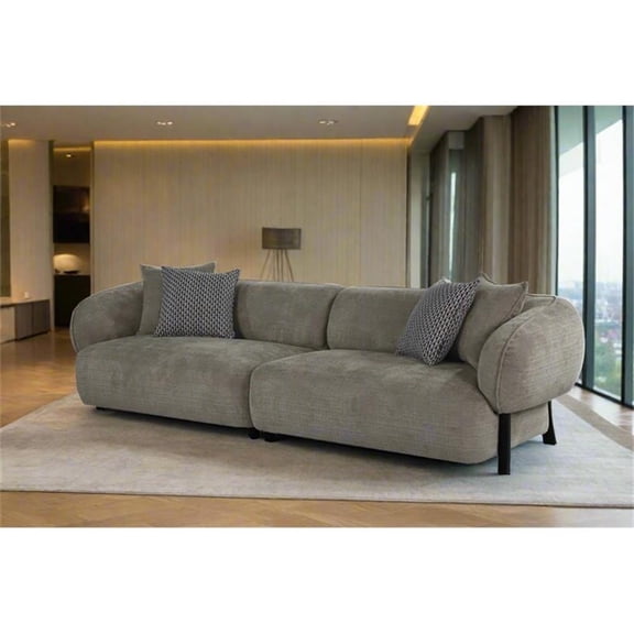Pemberly Row 117" Mid-Century Modern Sectional 4-Seater Sofa - Gray