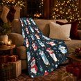 thumbnail image 3 of Playful Penguin Winter Friends, Festive Holiday Scene, Warm Flannel Blanket for Living Room and Reading Nook with Detailed Artwork, Art Lovers Friendship Gift, Festive Home Decor, 3 of 9