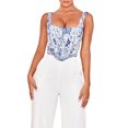 thumbnail image 3 of Haut Court à Bretelles pour Femmes Été Élastique Décontracté Col Carré Rétro Floral Vêtements, 3 of 7