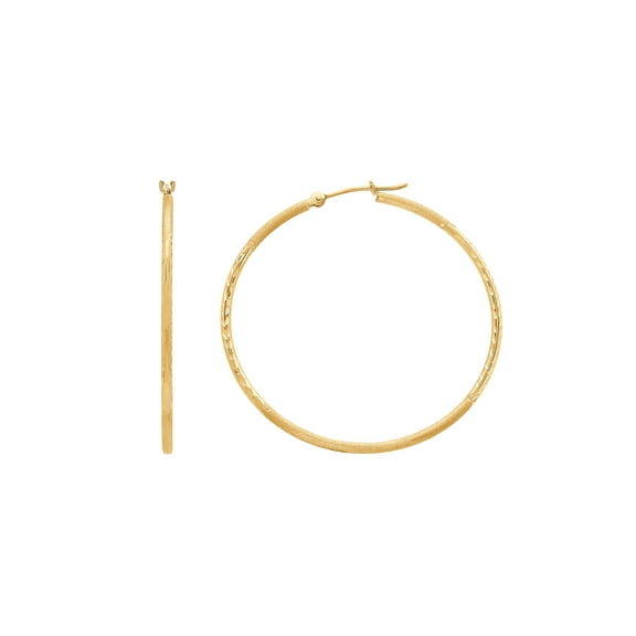 Brilliance Fine Jewelry 10K Yellow Gold 1.53MMx40MM Hollow Round Hoops Earrings