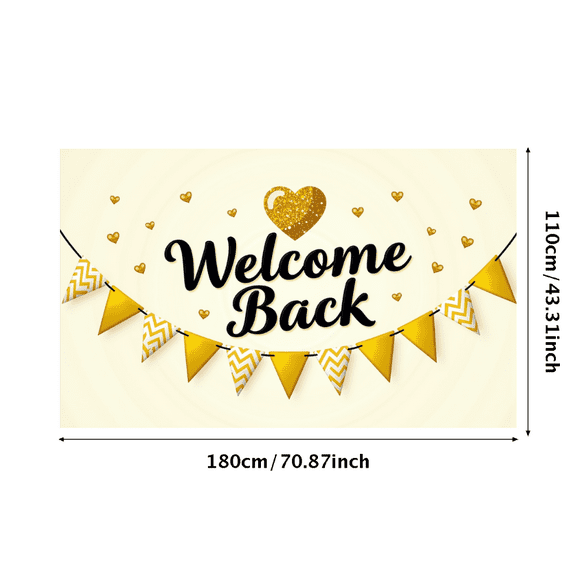 LUUFILx Welcome Back Banner Glitter Heart Chevron Flags Party Decoration Backdrop Event School Office Homecoming Background Holiday Celebration Decor
