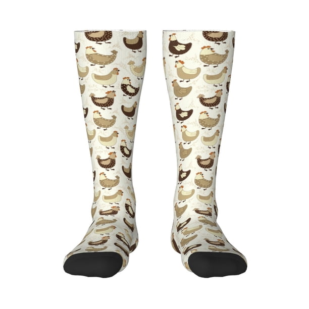 Fotbe Funny Chicken Calcetas Divertidas Estampadas para Hombre y Mujer, Calcetas de Algodón hasta la Rodilla para Caminar, Correr, Enfermería y Embarazo