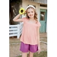 thumbnail image 5 of Arshiner Girls Summer Tops Short Sleeve Square Neck Lace Openwork Pleated Blouse Tunic Tops, 5 of 7