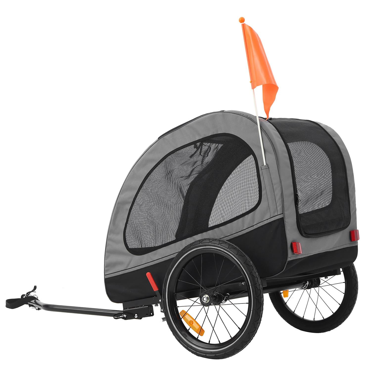 Pefilos 30" Dog Bike Trailer for Small and Medium, Pet Trailer with Suspension, Visibility Flag, Air-Filled Tires, Collapsible Stroller Bicycle Carrier, Gray Pefilos 30" Dog Bike Trailer for Small and Medium, Pet Trailer with Suspension, Visibility Flag, Air-Filled Tires, Collapsible Stroller Bicycle Carrier, Gray