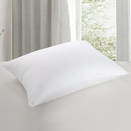 CottonLux Feather Core and Cotton Filled Bed Pillow, 500TC Cotton Cover, Good for All Sleepers, Self
