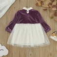 thumbnail image 5 of Staki Long Sleeve Flower Girl Dress Girls Long Sleeve Dress Kids Ruffle Tiered Dress Flowy Dresses(Purple,6-12 Months), 5 of 5