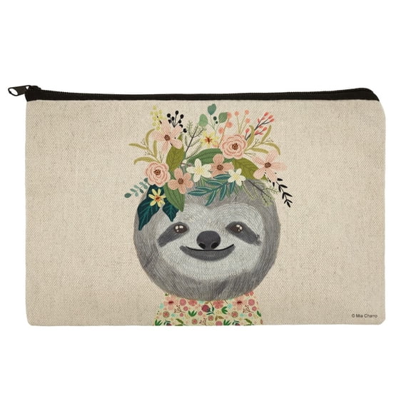 Happy Sloth Flowers in Hair Makeup Cosmetic Bag Organizer Pouch