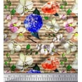 thumbnail image 1 of Soimoi Tissu en Poly Georgette Rayé & Imprimé Floral Orchidée au Mètre 42 Pouces de Large, 1 of 3