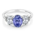 thumbnail image 2 of Gem Stone King Diamond Accent 10k White Gold 2.21 Ct Oval Blue Tanzanite White Topaz Ring, 2 of 4