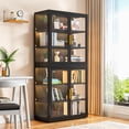 thumbnail image 6 of Ero 68" Tall Display Cabinet with Glass Doors and RGB LED Light for Collectibles, Books, Bags, Toys, Glass Display Case, Storage Cabinets, Black, 6 of 9