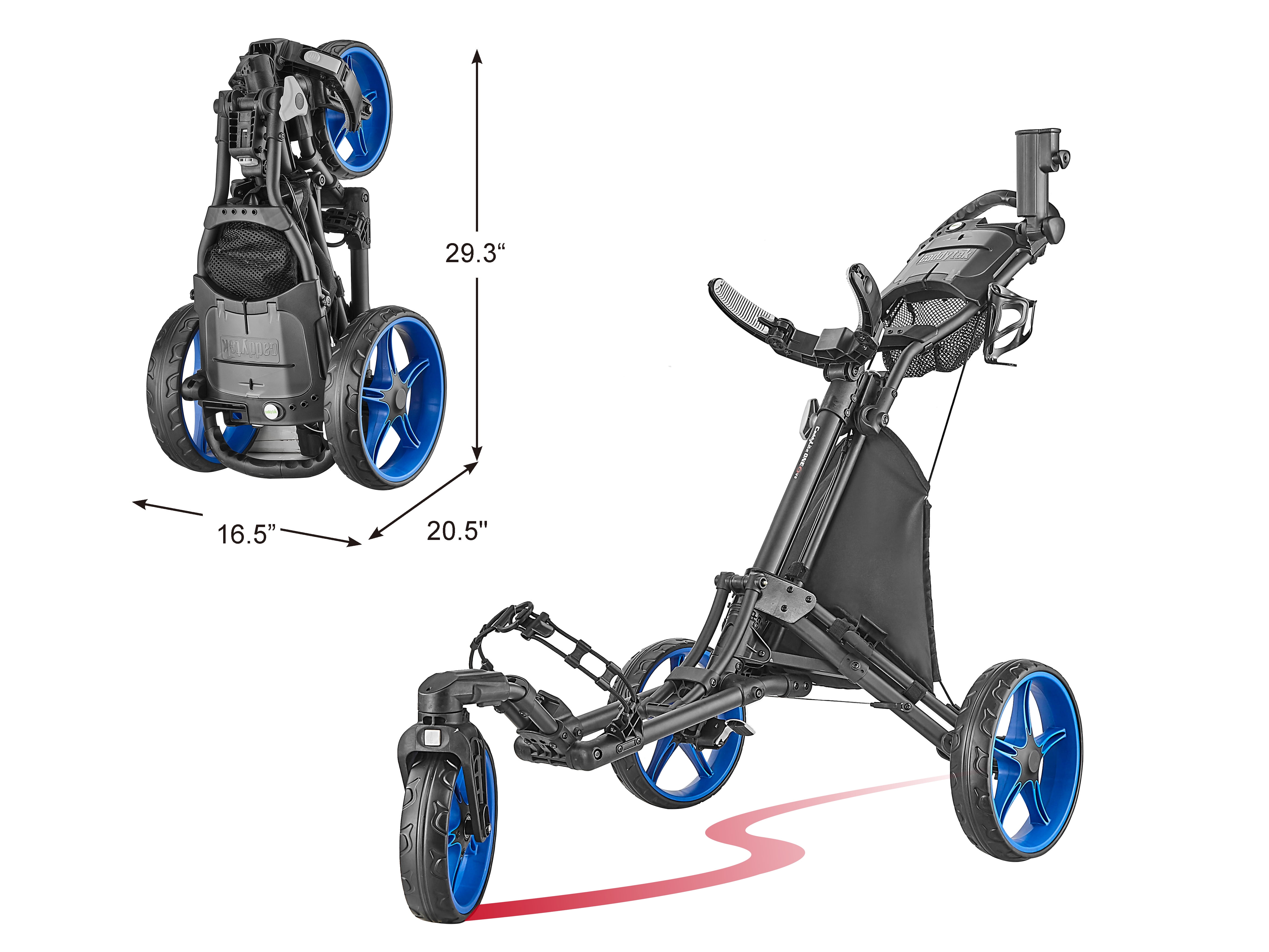 Caddytek CaddyLite ONE Swivel V8 Golf Push Cart, Blue