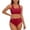 Wine, variant on Swimsuit for Women Two Piece Bathing Suits Two Piece Solid Color Back Tankini Swimsuit Bikini Bathing With Adjustable Ties