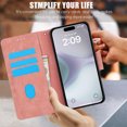 thumbnail image 5 of Designed for iPhone 16 Case Wallet, Elegant Women Flip Folio Cover with Flower Embossed PU Leather Stand Credit Card Holders Slots Wrist Strap Phone Case for iPhone 16, Pink, 5 of 7